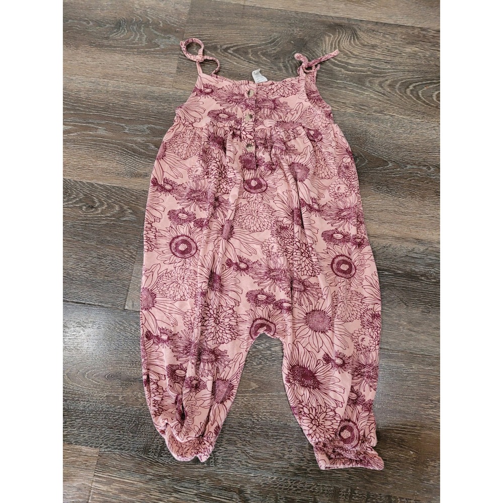 Kate Quinn Pink Sunflower Bamboo Harem Romper 3T Floral Jumpsuit Sleeveless #4